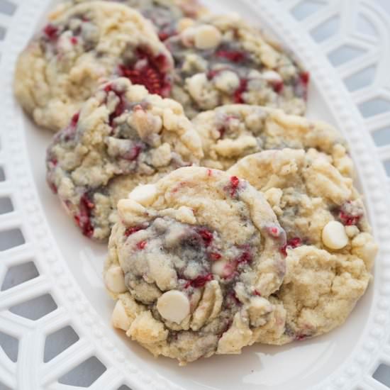 White Chocolate Raspberry Cookies - Recipe photo by justastasty