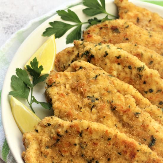 Baked Breaded Chicken Cutlets - Recipe photo by Mangia Bedda