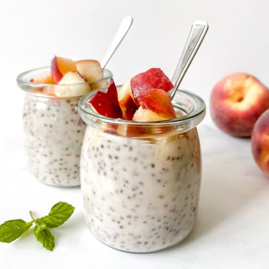 Peach and ginger chia pudding - Recipe photo by Low Histamine Kitchen