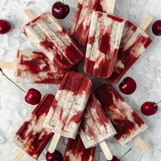 Cherry Chip Popsicles - Recipe photo by Butternut Lane