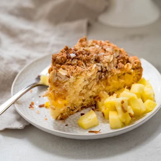 Pineapple Coconut Streusel Cake - Recipe photo by garlic and zest