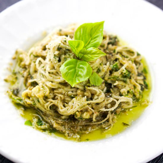 Turnip Noodles with Pesto Sauce - Recipe photo by MyLifeCookbook
