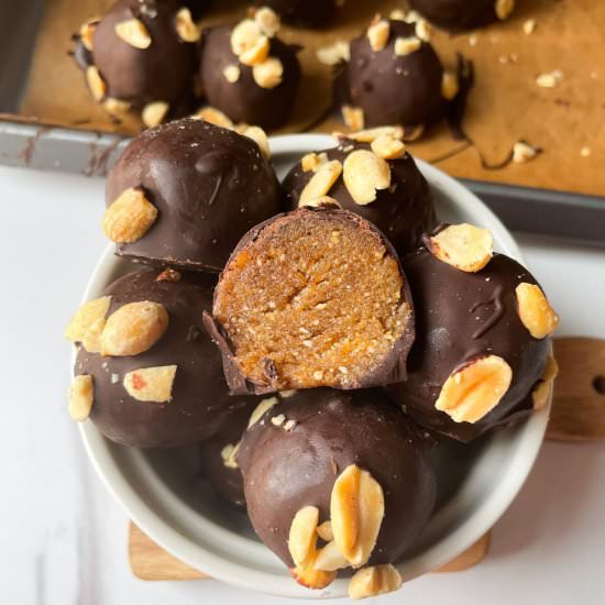 4 Ingredient Snickers Bliss Balls - Recipe photo by frozen_bananas_