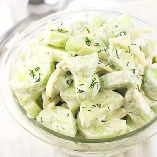 creamy cucumber salad - Recipe photo by nowcookthis