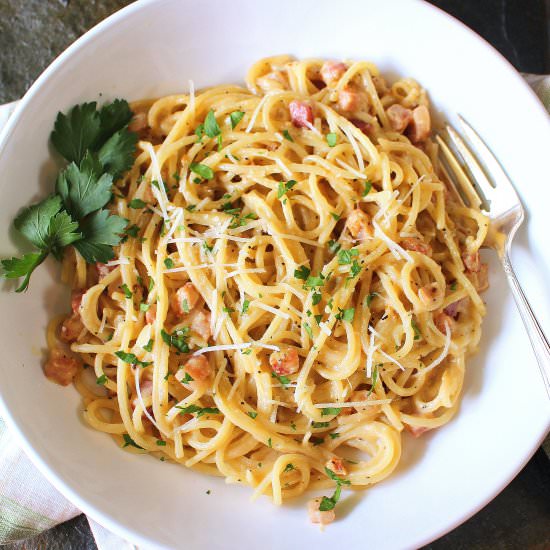 Spaghetti Carbonara - Recipe photo by PalatablePastime