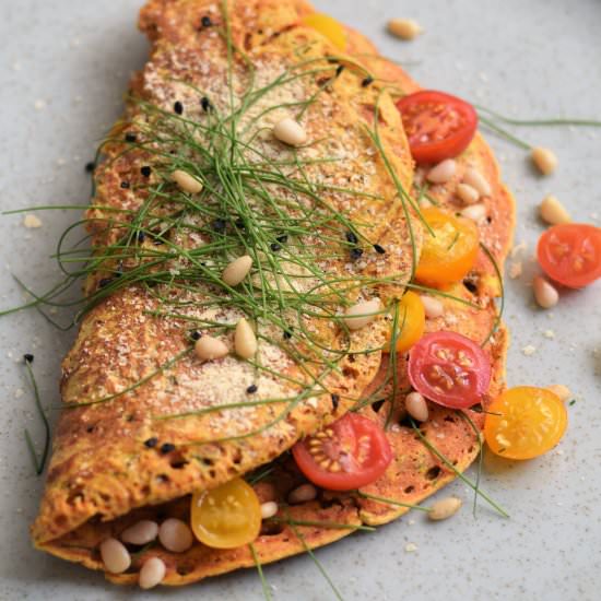 Chickpea Omelette with Chives - Recipe photo by mariateodorastefan