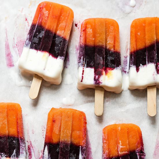 Peach, Blueberry, Vanilla Popsicles - Recipe photo by FloatingKitchen