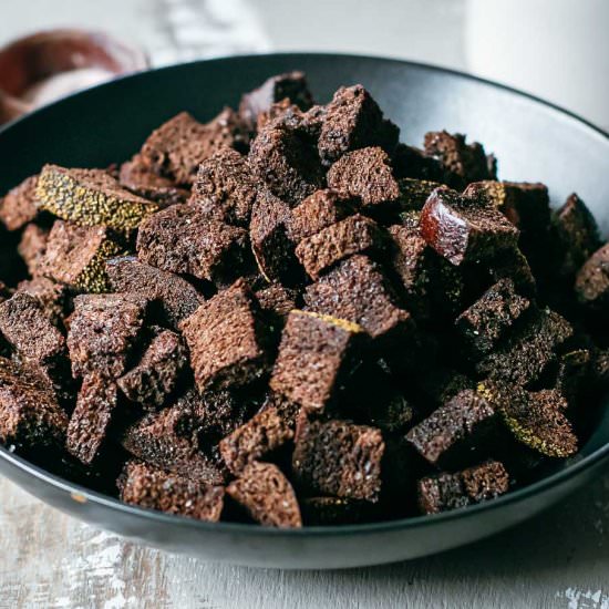 Homemade Pumpernickel Croutons - Recipe photo by forkintheroad