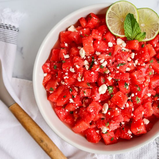 watermelon mint feta salad - Recipe photo by StaceyLives