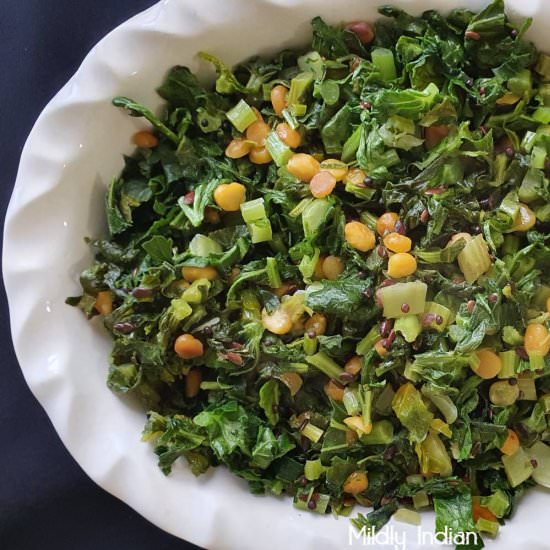 Radish tops stirfry - Recipe photo by Mildlyindian