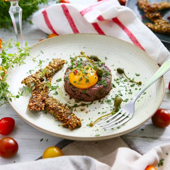 Steak Tartare with Anchovy Cornicho - Recipe photo by angiesrecipes