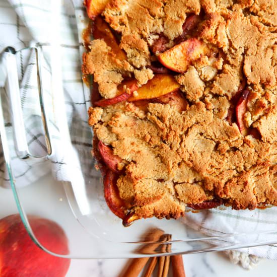 gluten free peach cobbler - Recipe photo by StaceyLives
