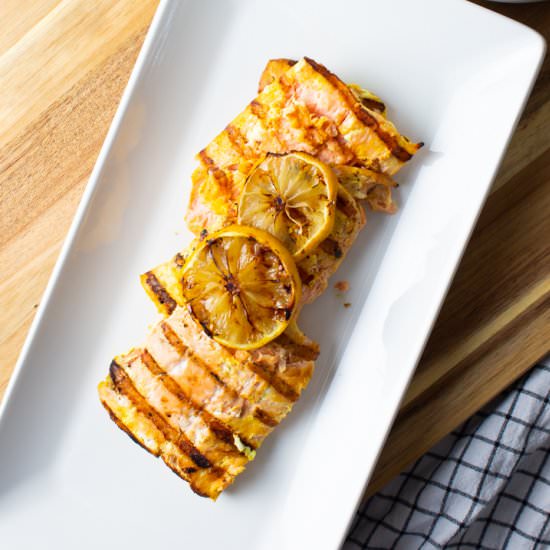 Lemon Turmeric Grilled Salmon - Recipe photo by HurriedHealthNut