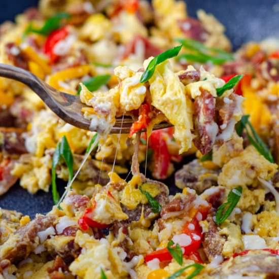 Cheesy Protein Breakfast Scramble - Recipe photo by YummyForAdam2