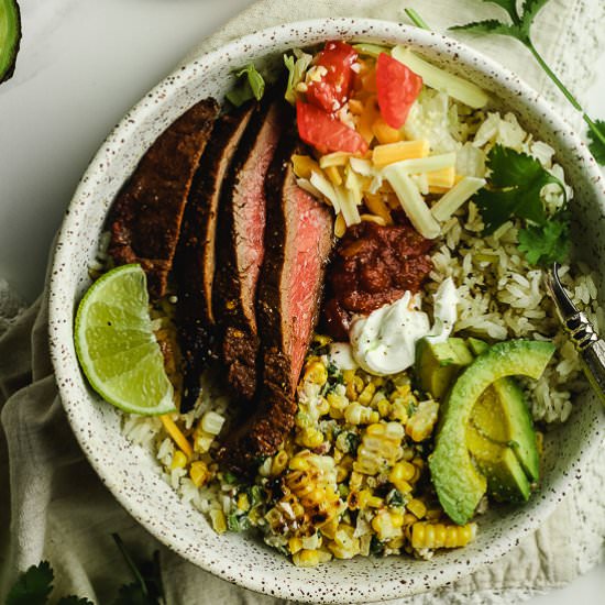 Carne Asada Burrito Bowls - Recipe photo by suebeehomemaker