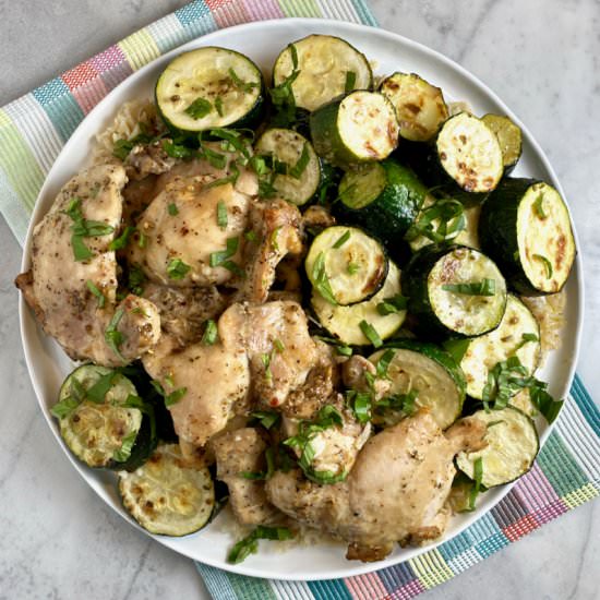 Sheet-Pan Chicken & Zucchini - Recipe photo by thebrookcook.wordpress.com