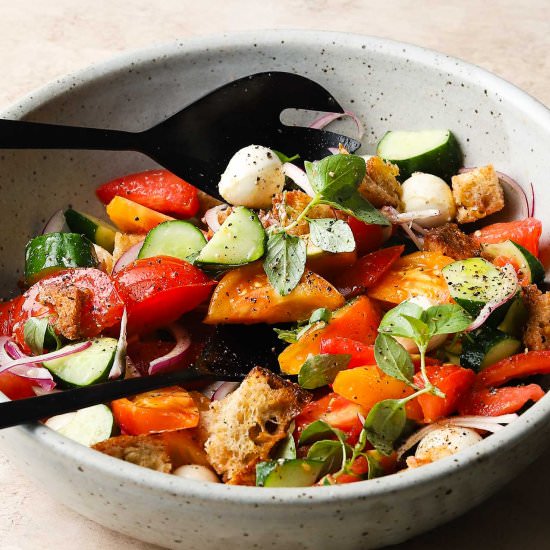 Summer Panzanella Salad - Recipe photo by lindseyeatsla