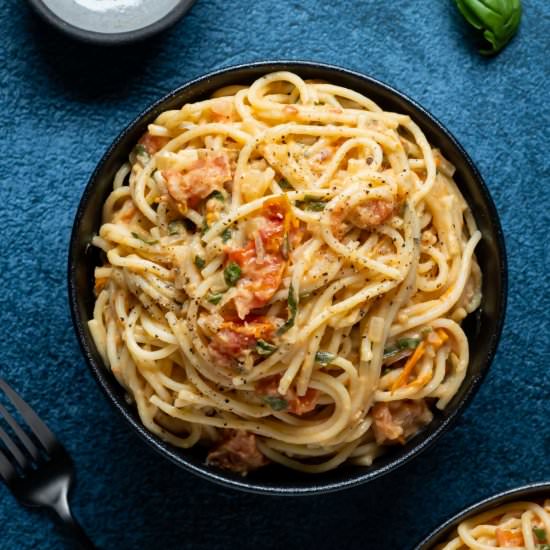 Hummus Pasta - Recipe photo by gimmethatflavor