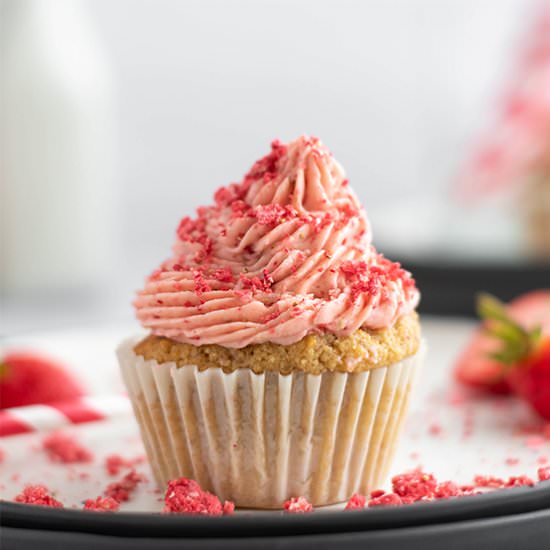 Keto Strawberry Cupcakes - Recipe photo by FoodborneWellness