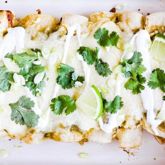 Hatch Chile Chicken Enchiladas - Recipe photo by taoofspice