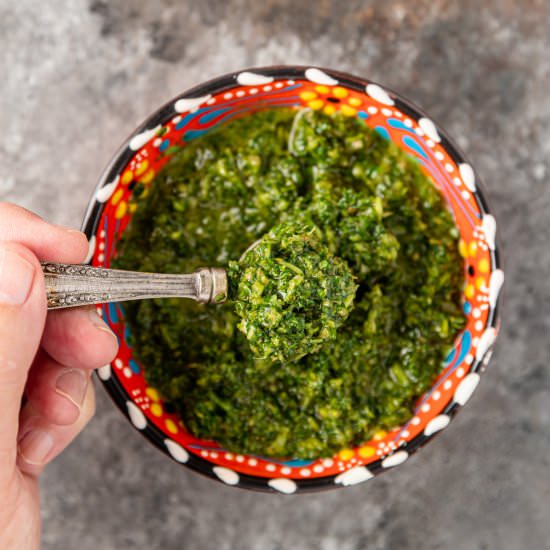 Yemeni Green Hot Sauce – Zhoug - Recipe photo by Silk Road Recipes