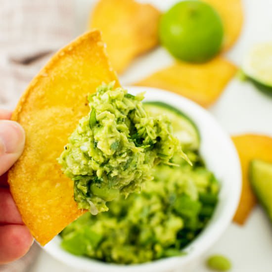Chunky Edamame Guacamole - Recipe photo by sticksscratchkitchen