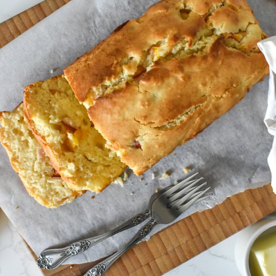 Peaches and Cream Yogurt Loaf - Recipe photo by FeedTheSoulBlog