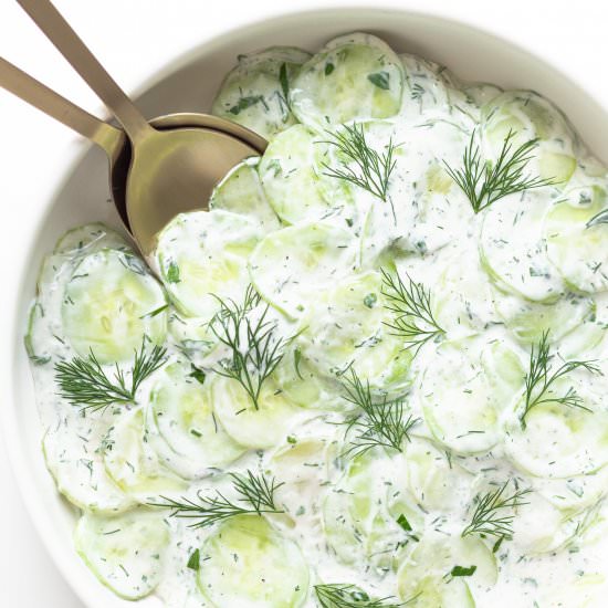Creamy German Cucumber Salad - Recipe photo by mapleandmango