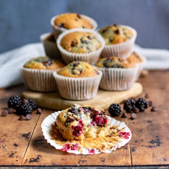 Blackberry Muffins with Chocolate - Recipe photo by veggie desserts