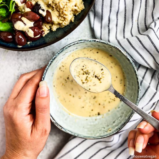 Easy Hummus Salad Dressing - Recipe photo by No Sweat Vegan