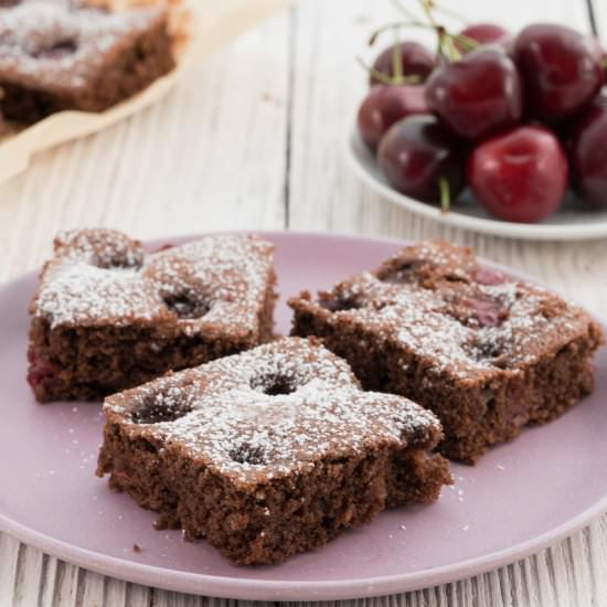 Easy Chocolate Cherry Sheet Cake - Recipe photo by baking4happiness