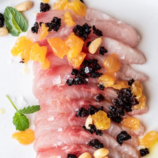 hamachi crudo with orange oil - Recipe photo by withspice