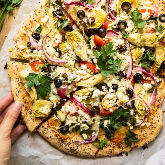 Easy Mediterranean Pizza Recipe - Recipe photo by Jar Of Lemons