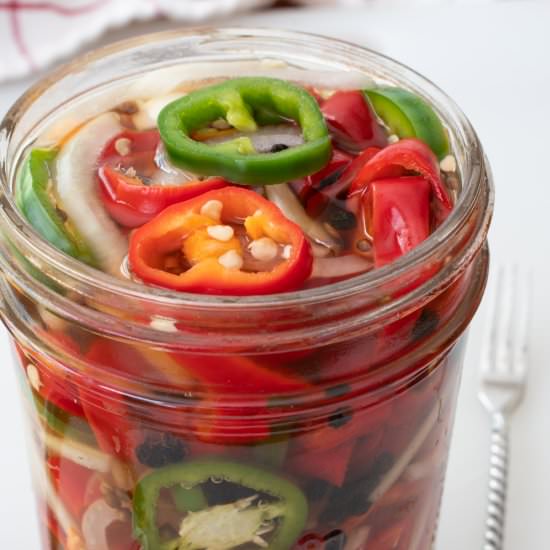 Quick-Pickled Peppers - Recipe photo by For the Love of Cooking