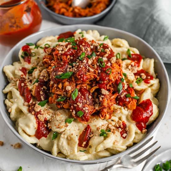 BBQ Jackfruit Mac & Cheese - Recipe photo by tastythriftytimely