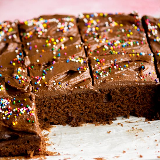 Eggless Frosted Chocolate Cake - Recipe photo by The Desserted Girl