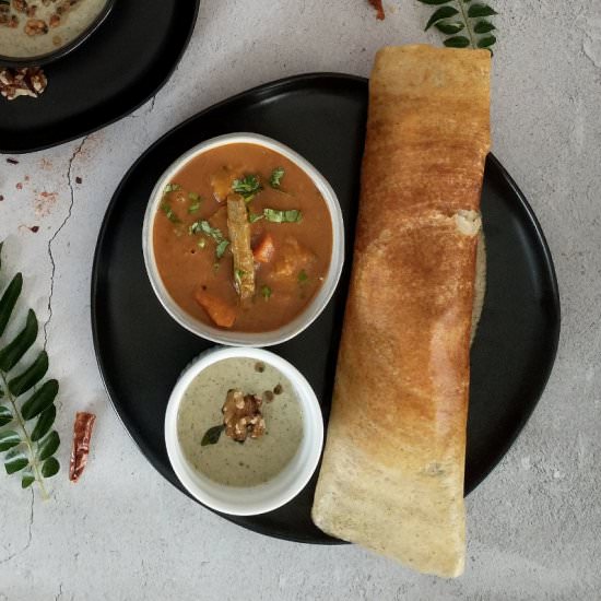 Nav Dhan Masala Dosa [no rice dosa] - Recipe photo by livingsmartandhealthy