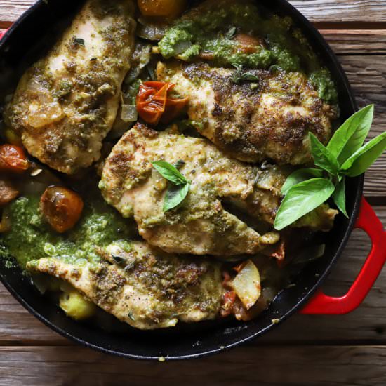 White Wine Pesto Chicken - Recipe photo by butternutandsage