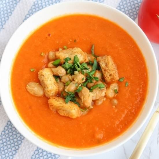 Creamy Vegan Tomato Bean Soup - Recipe photo by whollytasteful