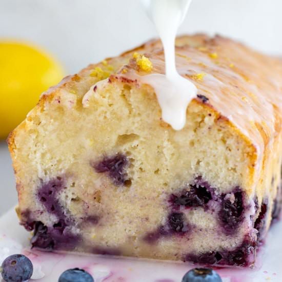 Lemon Blueberry Pound Cake w glaze - Recipe photo by theplantbasedschool