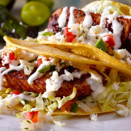 Fish Tacos with Tequila-Lime Crema - Recipe photo by hsheridan