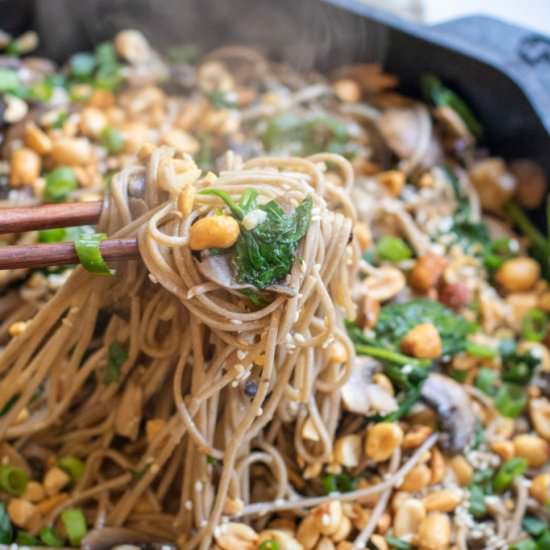 Miso Spinach & Mushroom Soba Noodle - Recipe photo by servedfromscratch