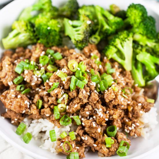 Teriyaki Turkey Rice Bowls - Recipe photo by therusticfoodie