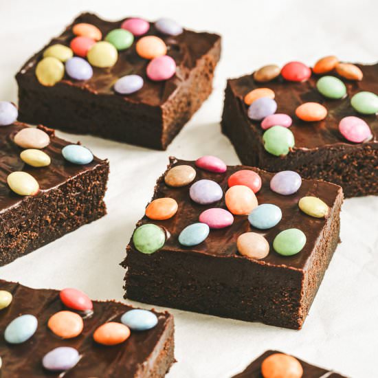Homemade fugy Cosmic brownies - Recipe photo by Sweetly Cakes