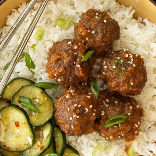 Korean Barbecue-Inspired Meatballs - Recipe photo by tenpoundcakecompany