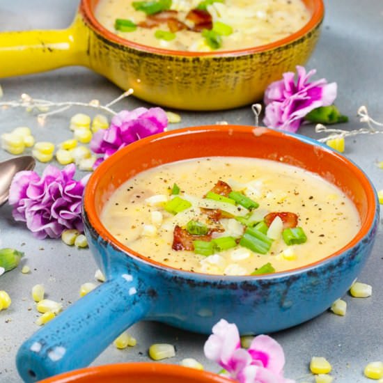 Corn Chowder With Bacon And Chives - Recipe photo by Fitty Foodlicious