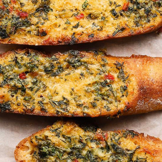 Herb and Calabrian Garlic Bread - Recipe photo by lindseyeatsla