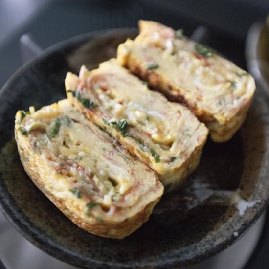 Kanikama and shiso tamagoyaki - Recipe photo by foodmakesmehappy