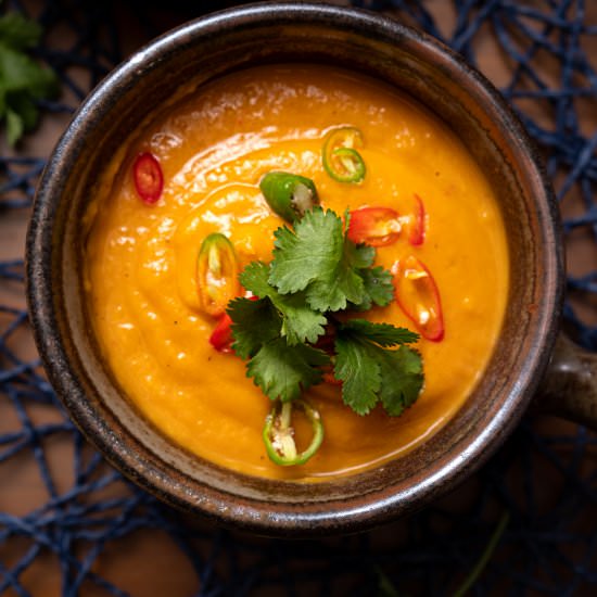 Spiced Kumara and Carrot Soup - Recipe photo by Diabetic Vegan