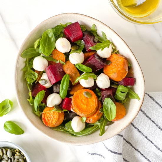 Roasted beet & sweet potato salad - Recipe photo by Low Histamine Kitchen
